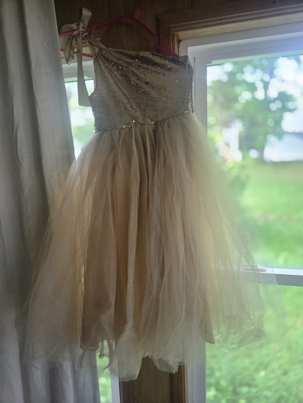 Girls' Champagne Tulle Sequin Party Dress